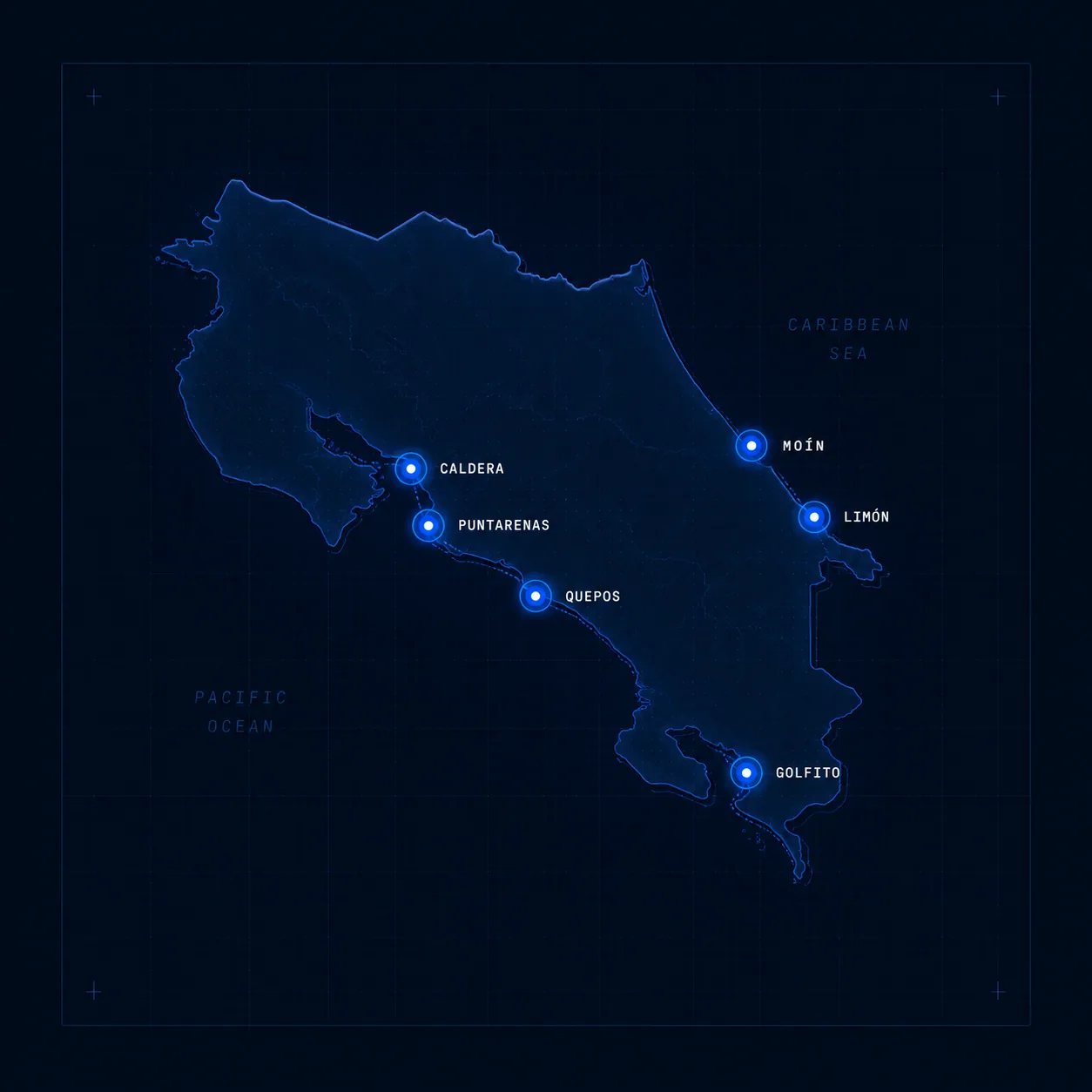 Costa Rica port coverage map